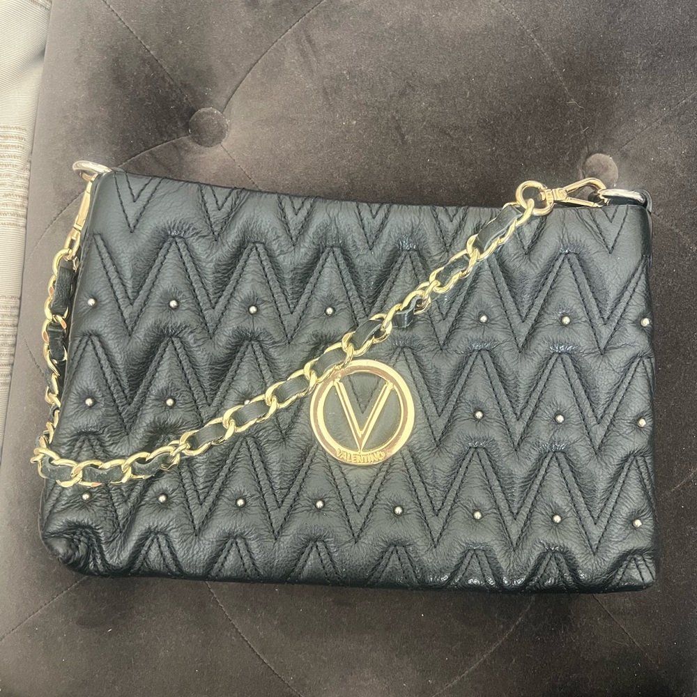 Valentino Black and Gold Shoulder Bag